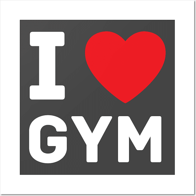 I heart gym I love gym fitness workout exercise Wall Art by BobaPenguin